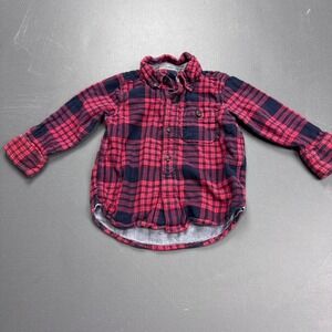 babyGap Flannel Shirt Toddler 18-24 Months Red Blue Plaid Button Up Long Sleeve